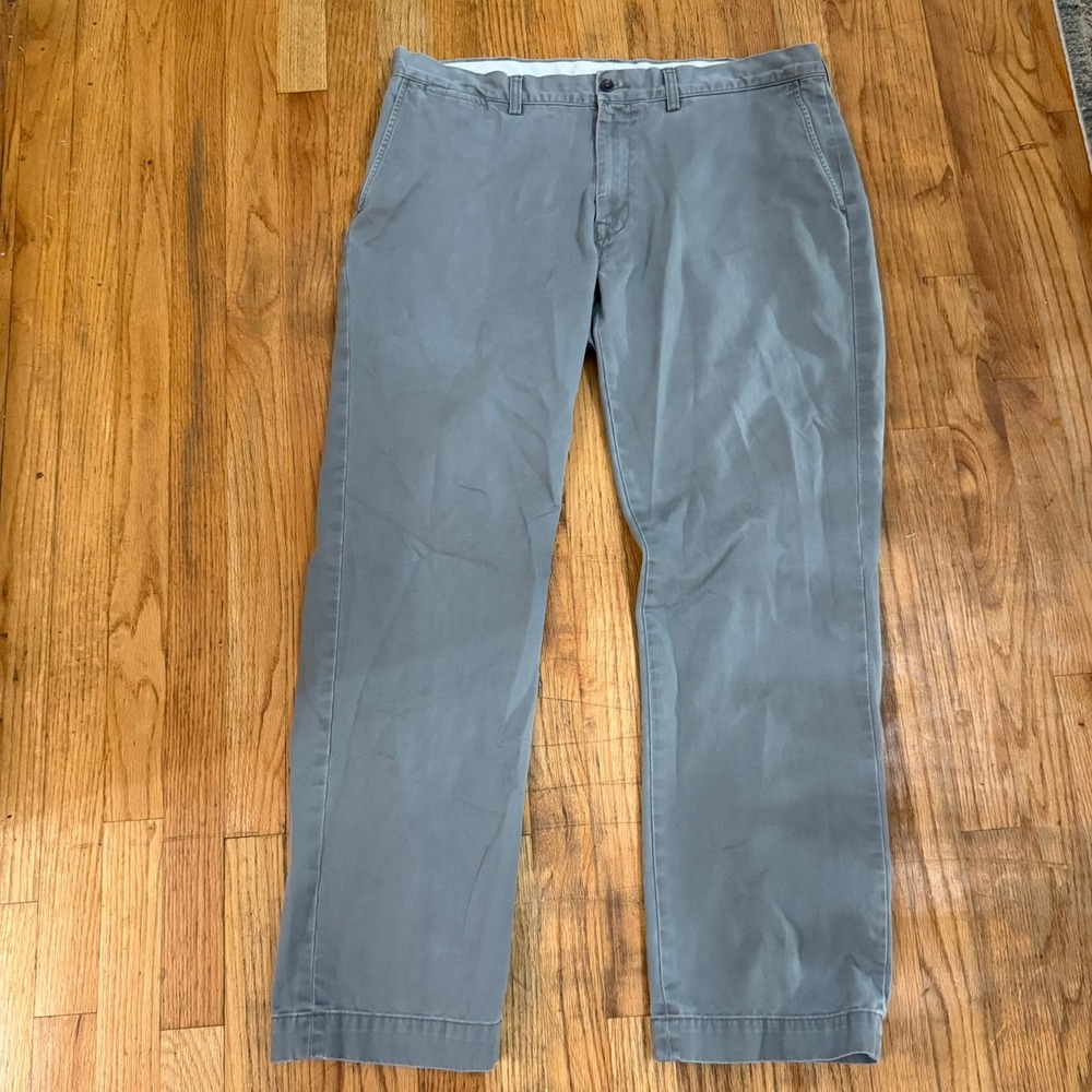Polo Ralph Lauren Mens Gray Chino Pants 38x32 Classic Fit Flat Front Preppy